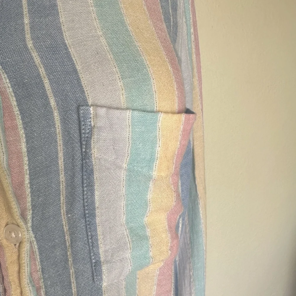 Rails “Charli” multi pastel striped long sleeve blouse rayon linen Size M - Picture 6 of 8